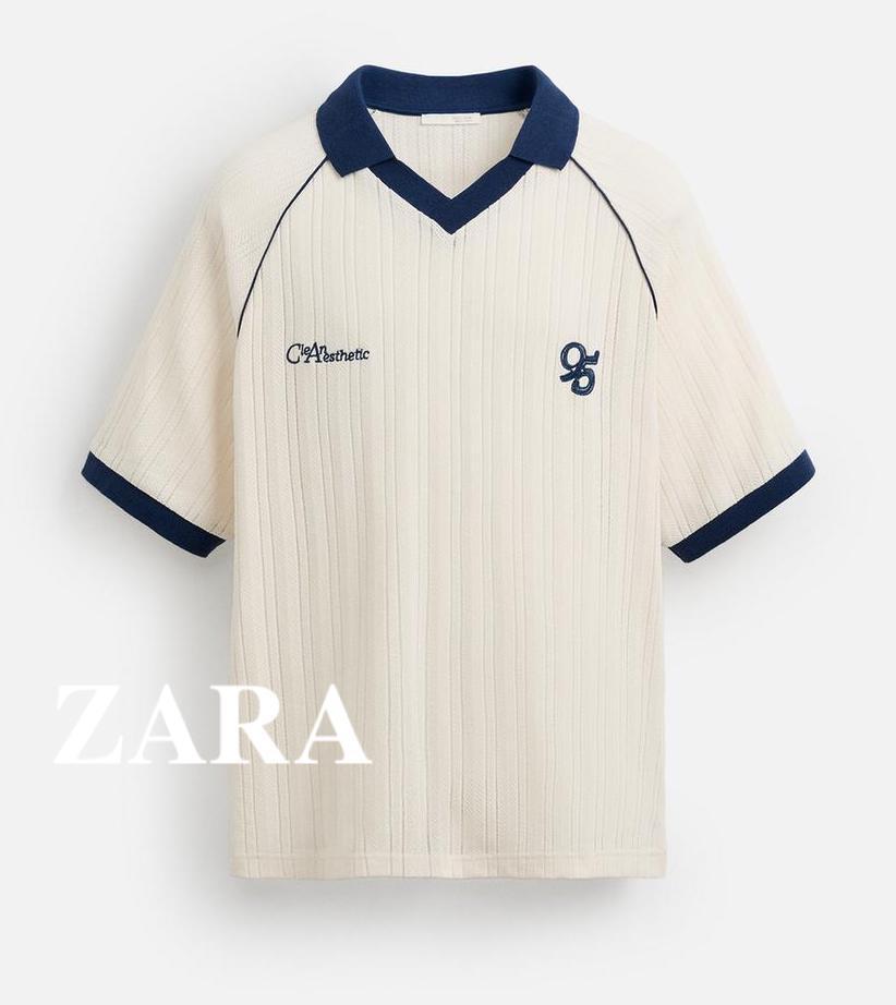 ★ドイツ発*ZARA*新作*ジャガードニットスポーティーポロ/WH★