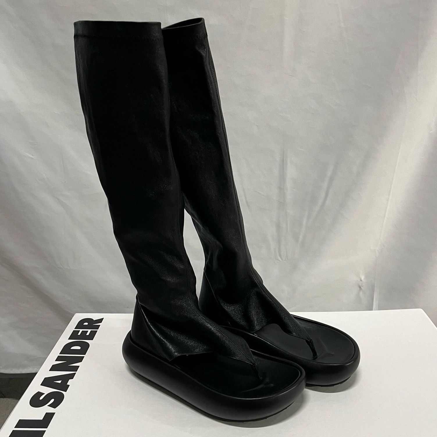 VIPセール●Jil Sander●ブラック ロングレザーフラットブーツ