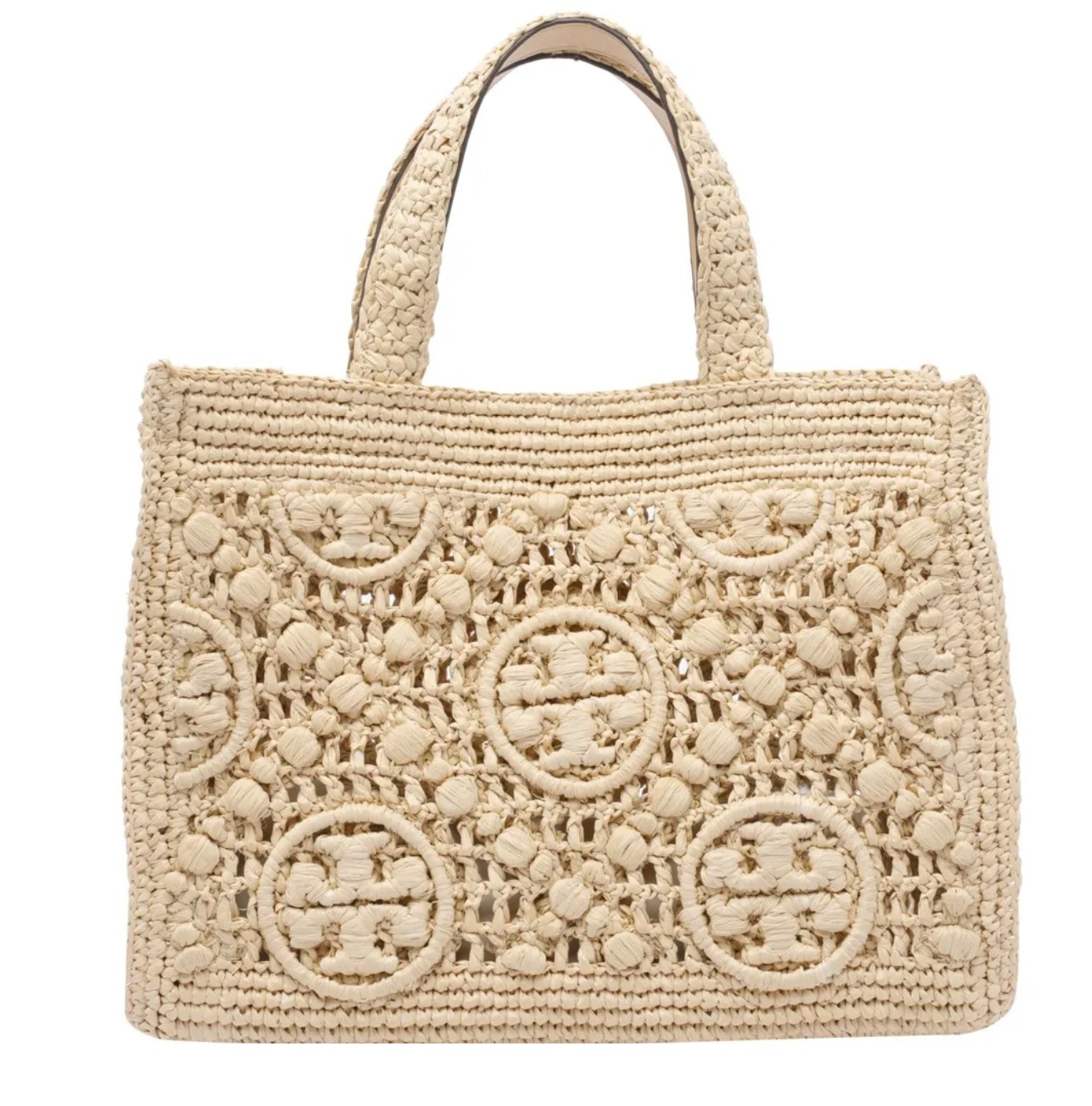 【TORY BURCH】RAFFIA T MONOGRAM TOTE BAG