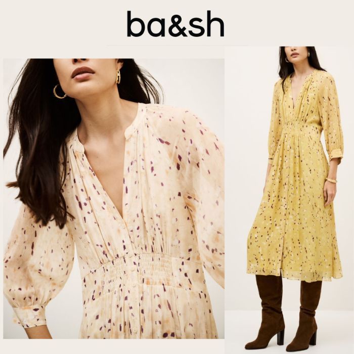 ba&sh★フランスで大人気 柔らか素材が魅力的 KARLA 七分 ドレス