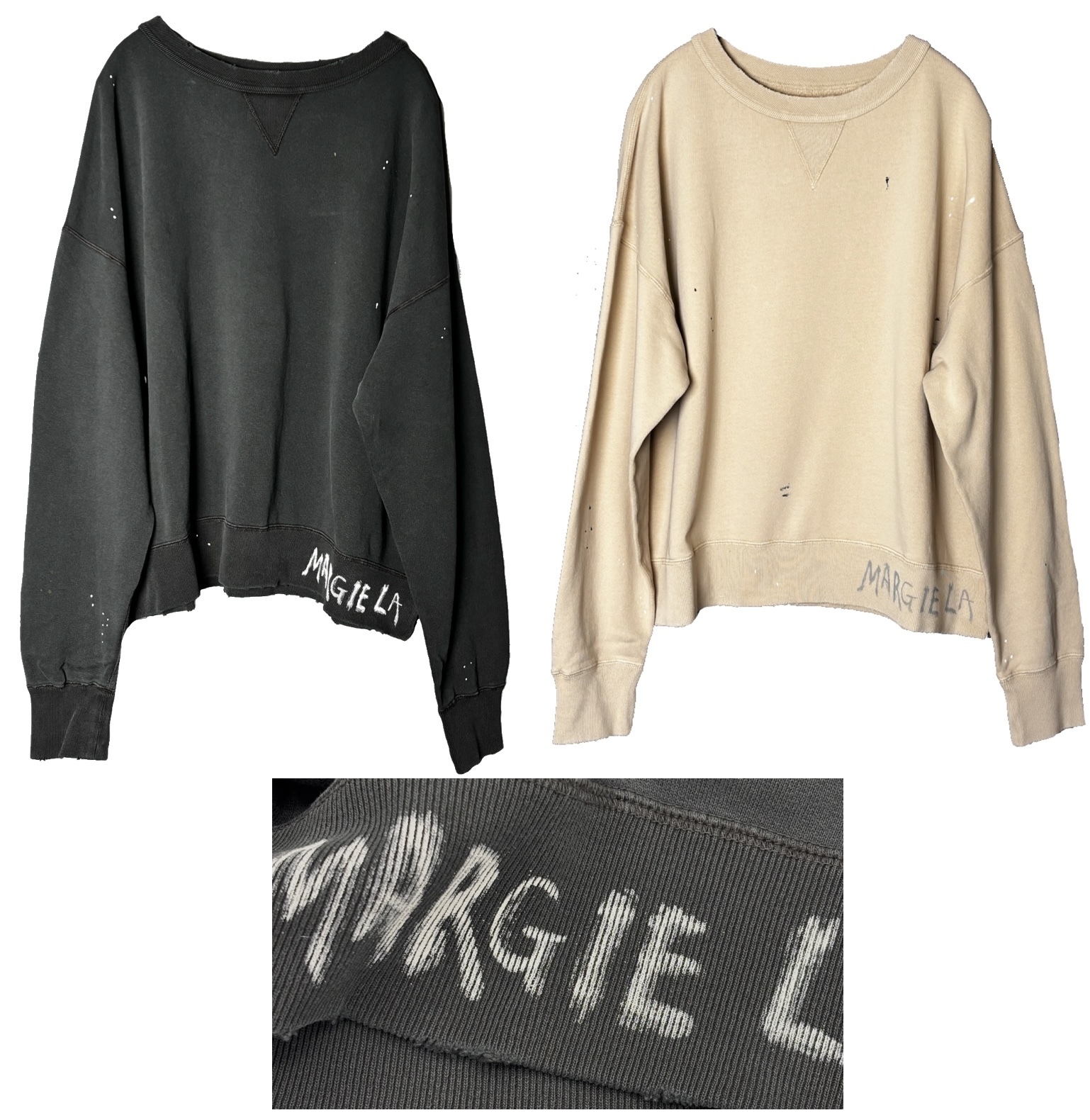 MAISON MARGIELA ダメージ加工 コットン ロゴスウェット