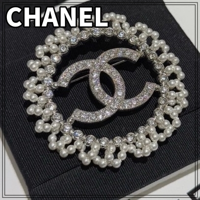 CHANEL ブローチ ココマーク パール ロゴ ラインストーン