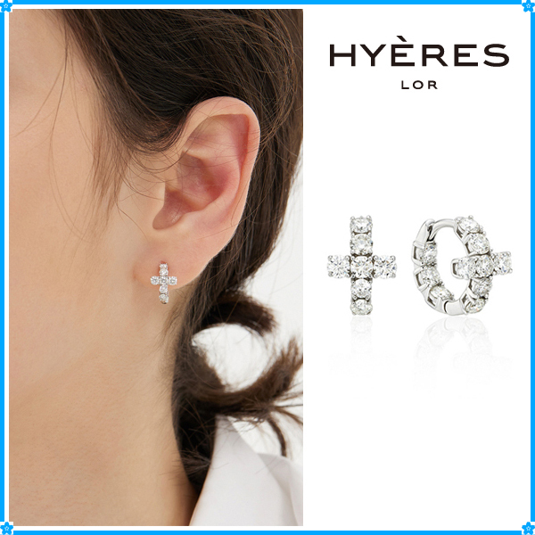 【HYERES LOR】Essence Moissanite Cross One-Touch Earrings