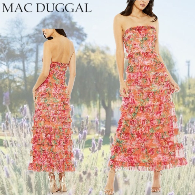 【Mac Duggal】ストラップレスマイクロフリルドレス