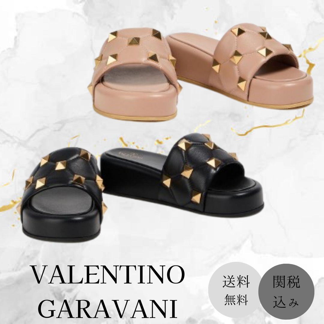 VALENTINO GARAVANI☆Roman Stud キルティング スライドサンダル