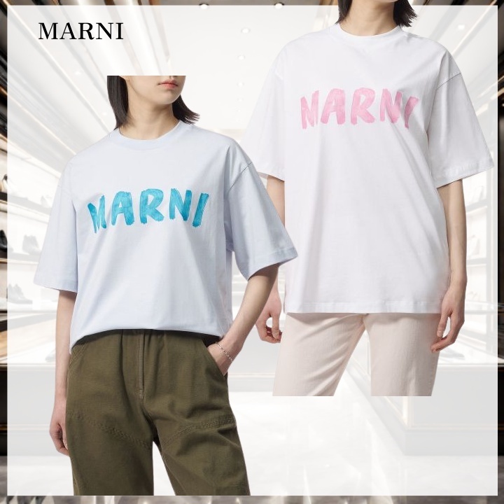 【MARNI】ロゴ ホワイトTシャツ コットンTシャツ
