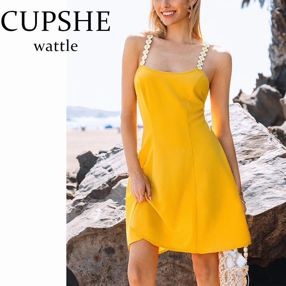 CUPSHE/ノースリーブ スクープネックライン ミニ ワンピース
