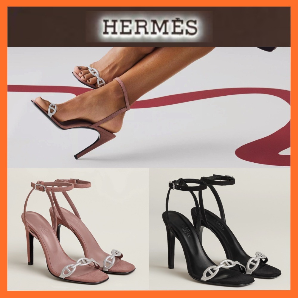 美しく魅せる【HERMES】Luz 105 サンダル ヒール 細めストラップ