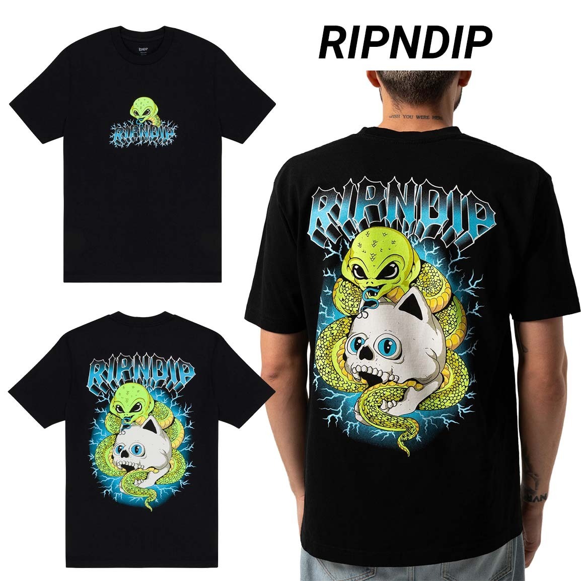 ◆RIPNDIP◆Skull and Bones 半袖 Tシャツ BLACK 送料込