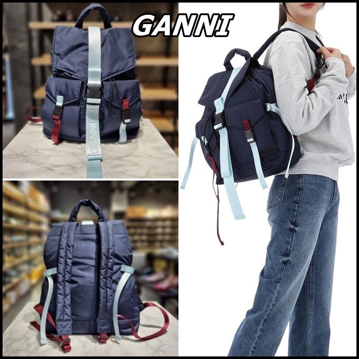 【GANNI】Blue Tech Backpackバックパック ★男女共用★追跡可能