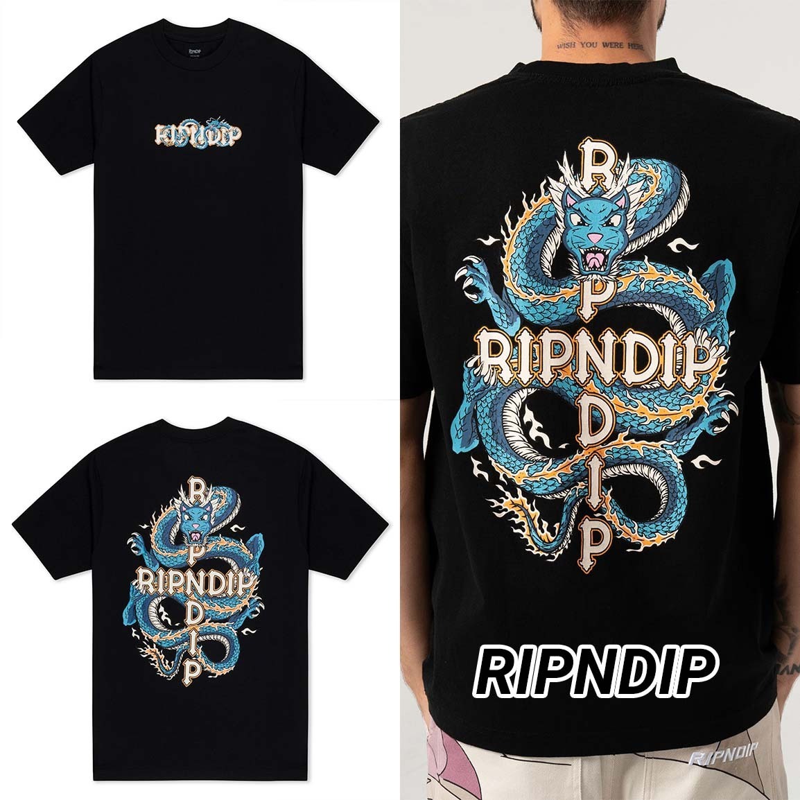 ◆RIPNDIP◆Shen Nerm コットン 半袖 Tシャツ Black 送料込