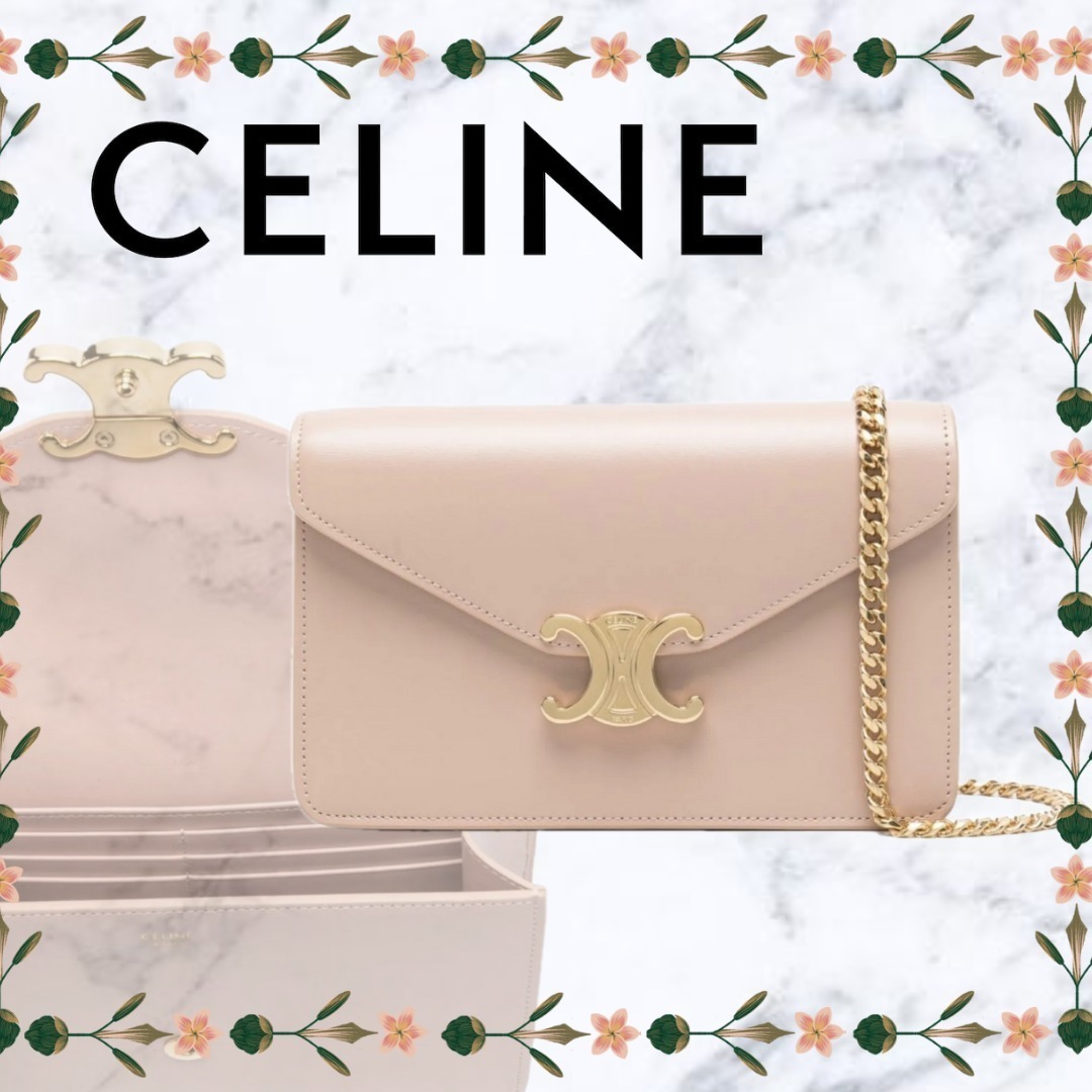 CELINE チェーンウォレット トリオンフ カーフスキン 10L033DPV