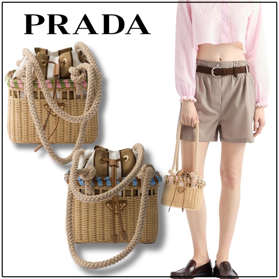 国内買付【PRADA】すぐ届くウィッカー ミニ かご バッグ