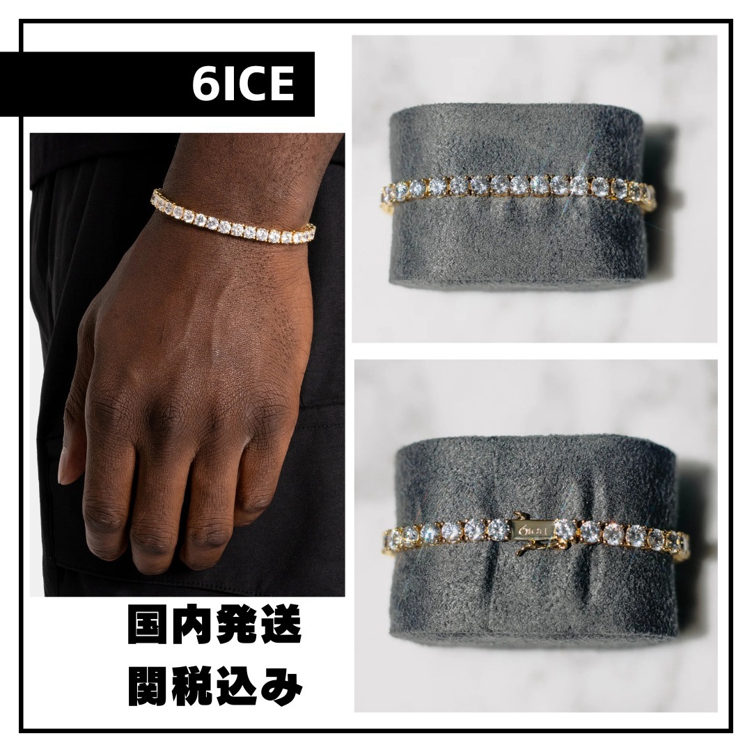 ★日本未入荷★【６ICE】5mm テニスブレスレット ゴールド