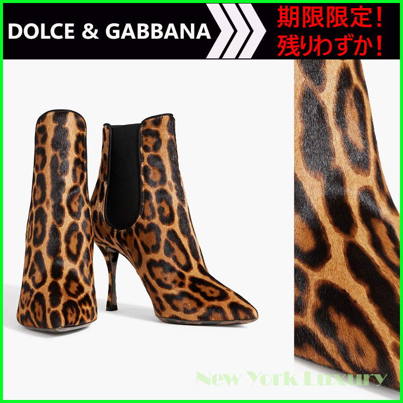 DOLCE&GABBANA★素敵！Leopard-print calf hair ankle boots