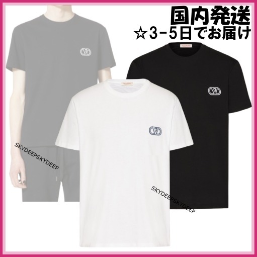 VALENTINO■ヴァレンティノ ロゴパッチ コットン Tシャツ