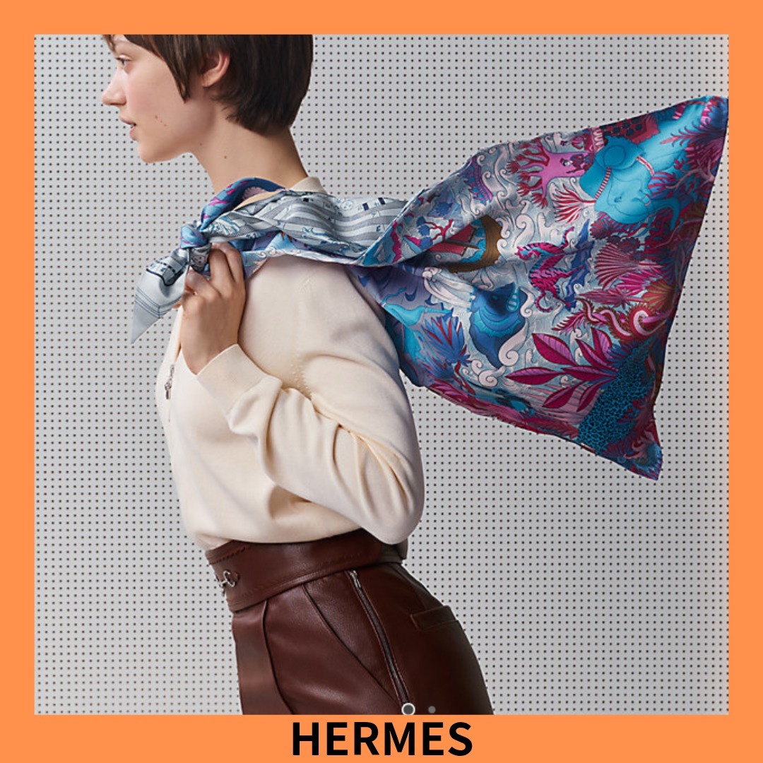 【ランダムカラーで楽しみ♪HERMES】Petit H シルク風呂敷バッグ