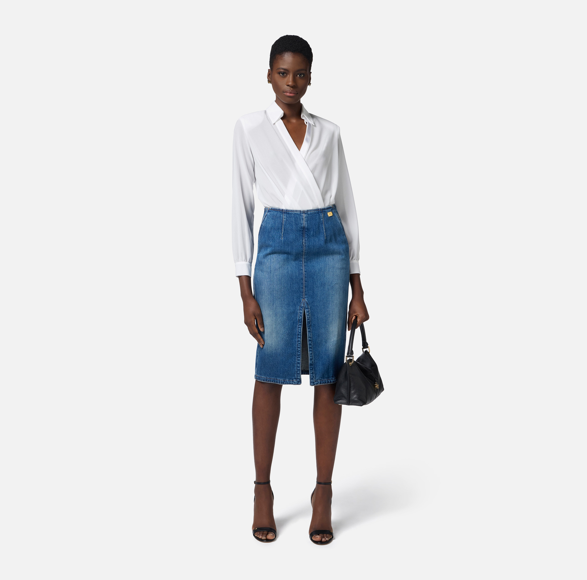 《贅沢な逸品》【Elisabetta Franchi】スリット デニムスカート