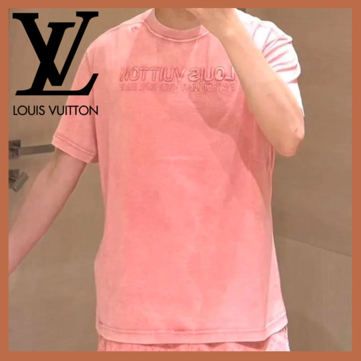 【着心地も見た目も◎】LV リブ編みウォッシュドロゴTシャツ