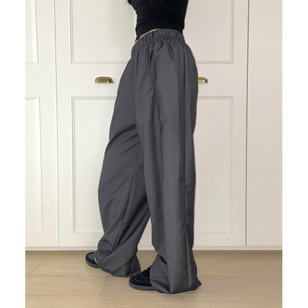 ●muahmuah● Wide TR banding slacks pants charcoal _MUP24002