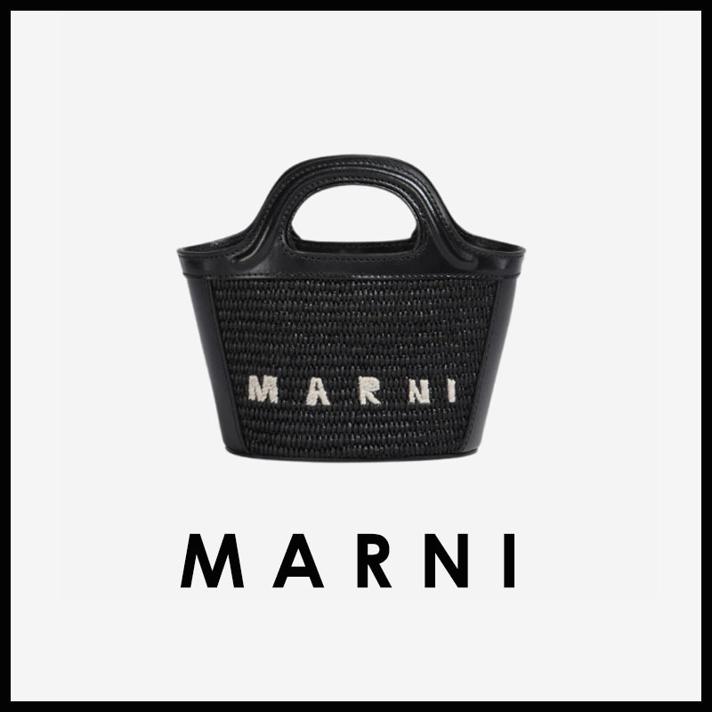 【 MARNI 】LEATHER & RAFFIA TROPICALIA MICRO BAG