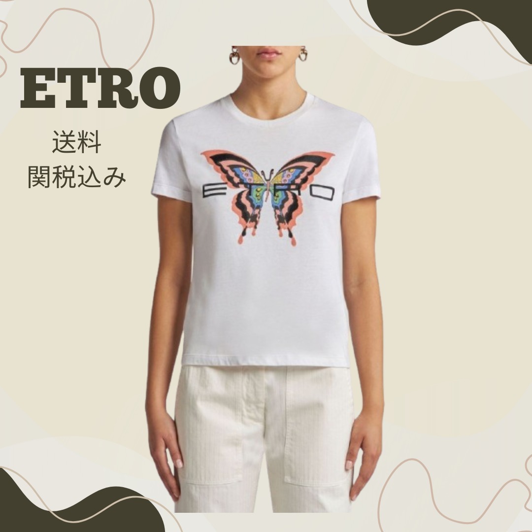 【ETRO エトロ 】刺繍ロゴ入りプリント Tシャツ ★送関込