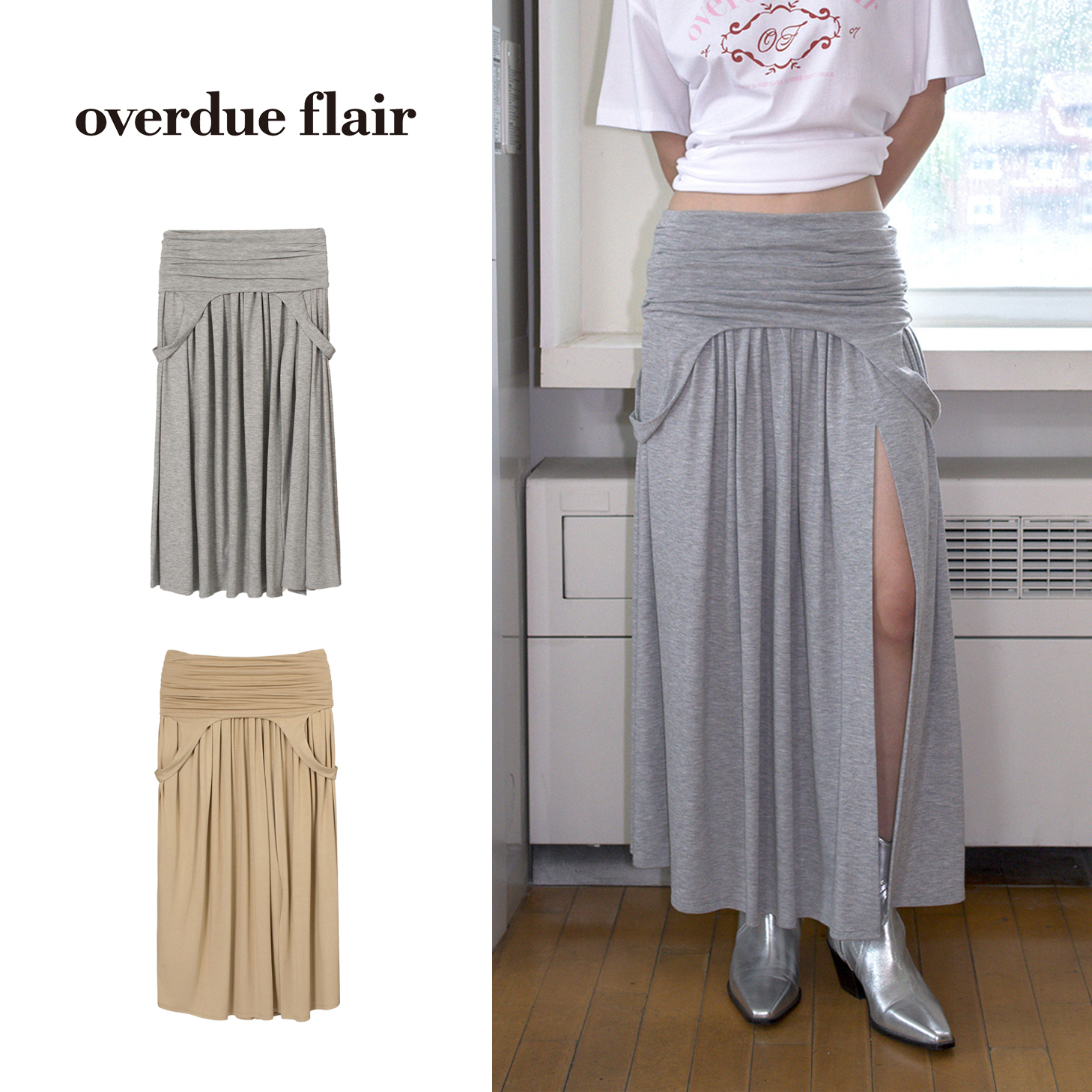 スカート overdue flair : 25SS / DRAPED TURN OVER SKIRT (2colors)