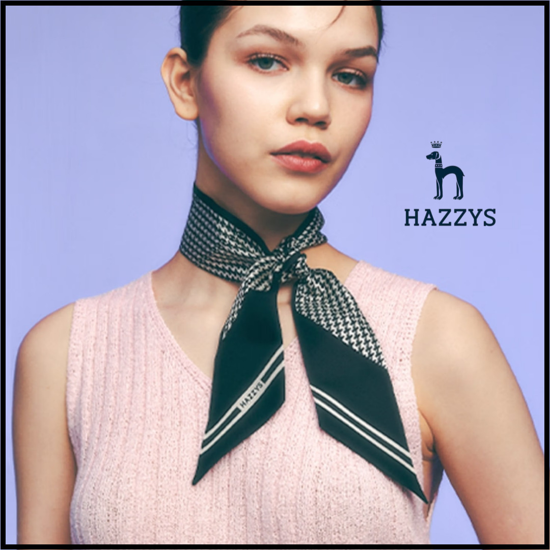 [HAZZYS] ハウンドトゥースプチシルクスカーフ / 税込み
