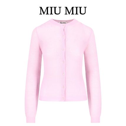 ロゴ ピンク系 MiuMiu(ミュウミュウ) カーディガン(レディース