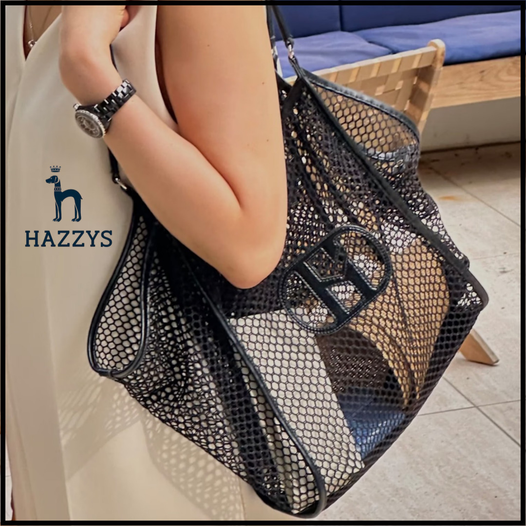 [HAZZYS] シグネチャーHブラック ネットバッグ(ポーチバッグSET)