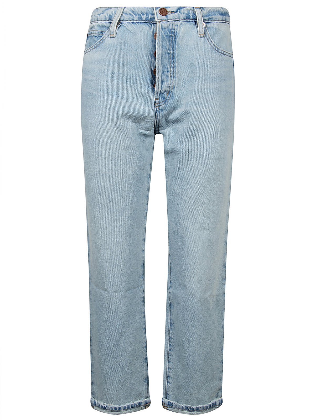 【送料&関税込】Frame Button Detailed Straight Leg Jeans