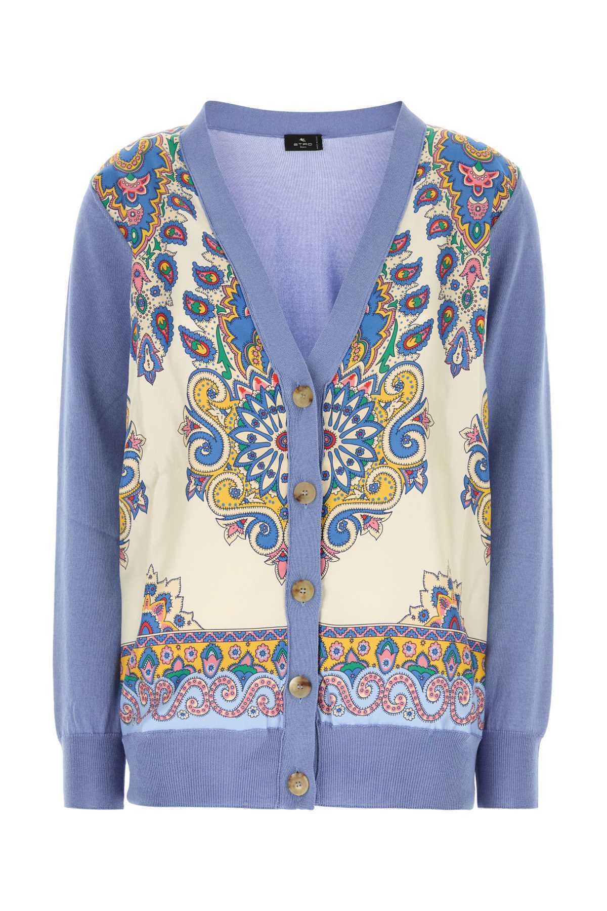 【送料&関税込】Etro Cerulean Blue Cotton Blend Cardigan