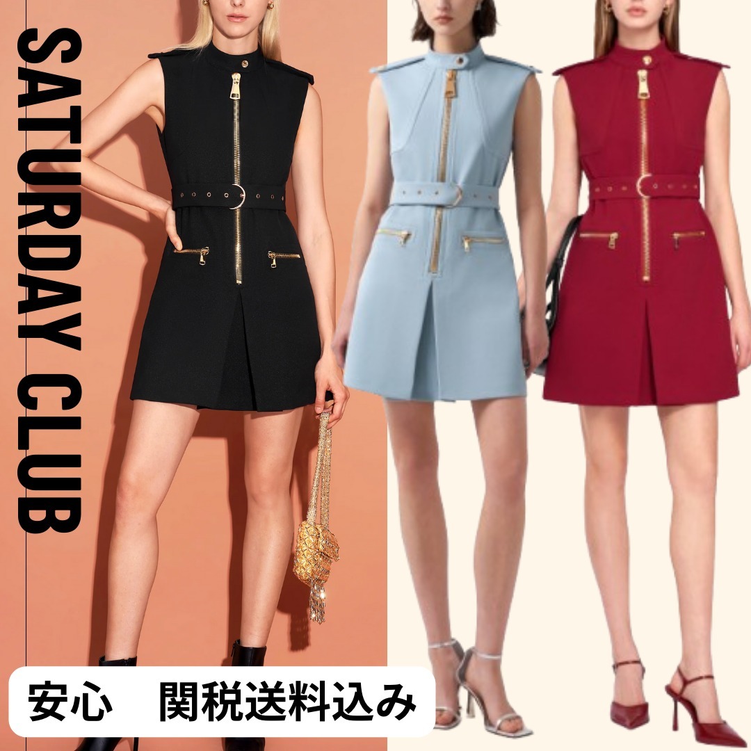 ☆SaturdayClub ファスナーアップベルト付きワンピース