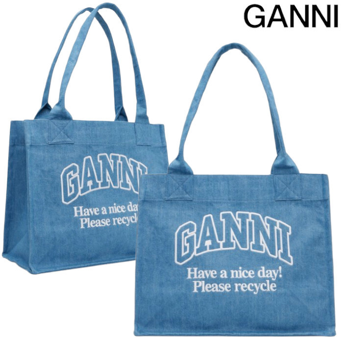 GANNI【関税込み＊送料無料】ロゴ デニム トートバッグ