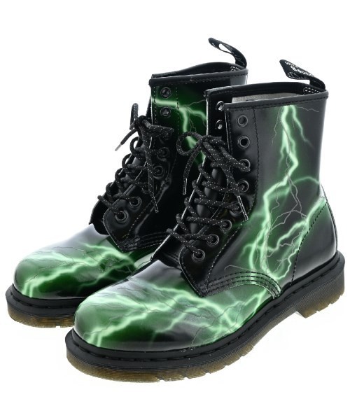 Dr.Martens ドクターマーチン ブーツ 黒x緑(総柄) 0121624D0044