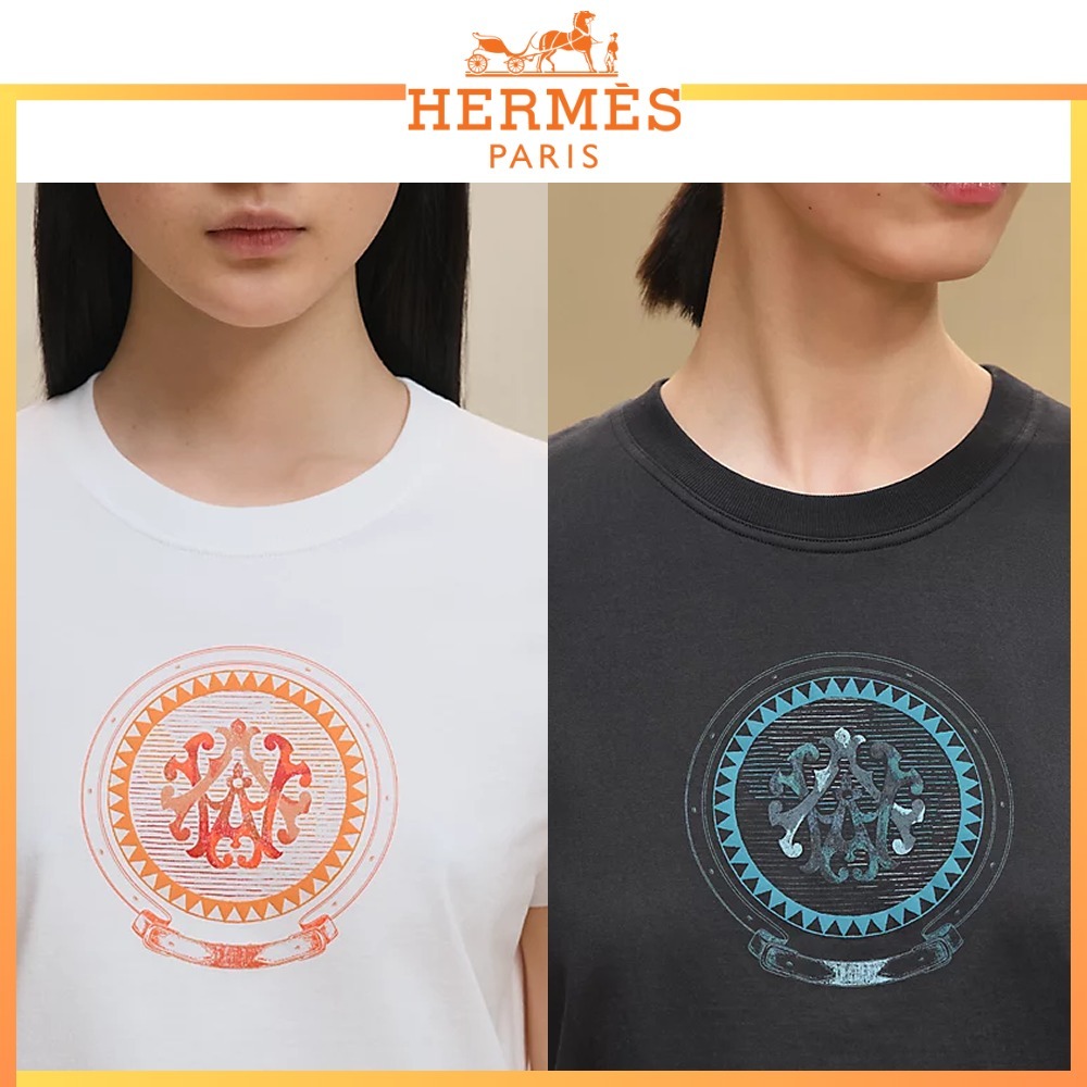 【大人の上品スタイル】HERMES droit cartouche Tシャツ