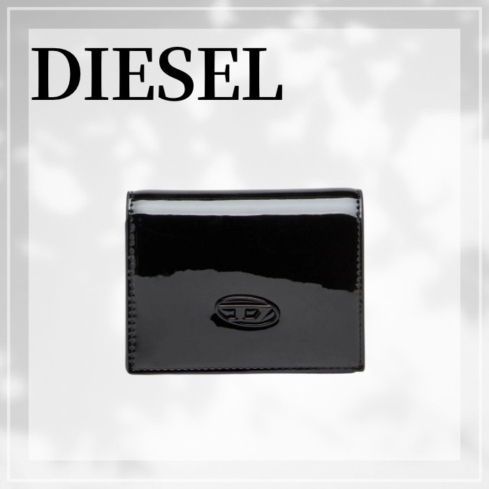 DIESEL☆ Wallet in glossy PU スモールウォレット ブラック