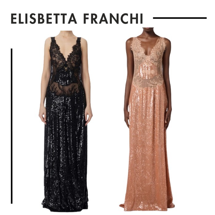 ELISABETTA FRANCHI●レース×スパンコール イブニングドレス