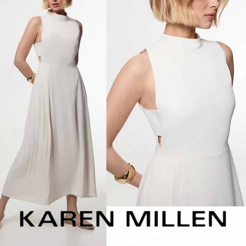 【KAREN MILLEN】テーラード プリーツ パネル ミダクシドレス