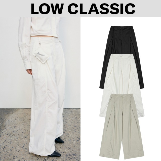 【Low Classic】 LINEN TUCK WIDE PANTS 3色
