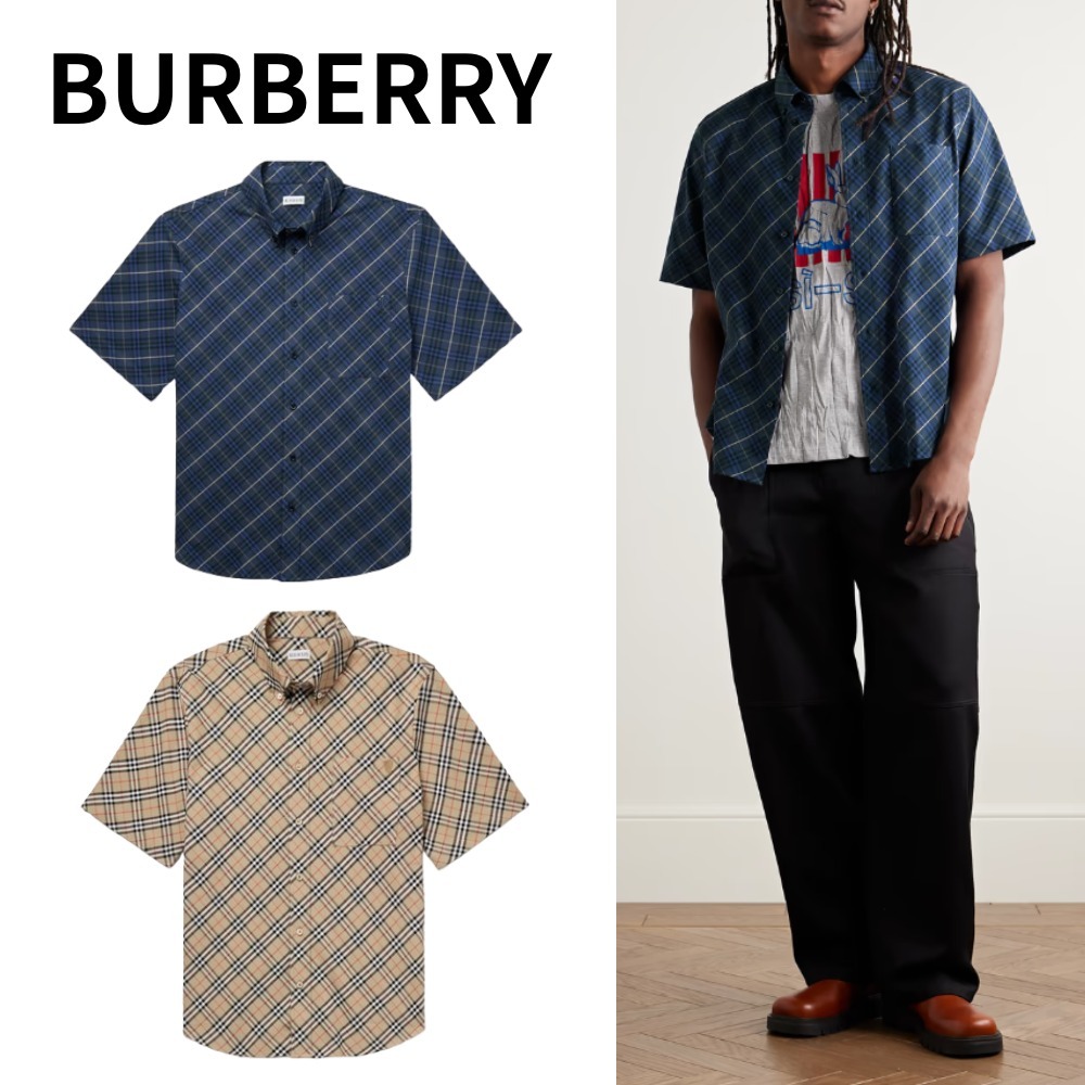 BURBERRY/コットンオックスフォード スリムフィット チェック柄