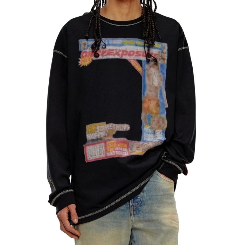 DIESEL ロゴ プリント ロング Tシャツ トップス ロンT 長袖