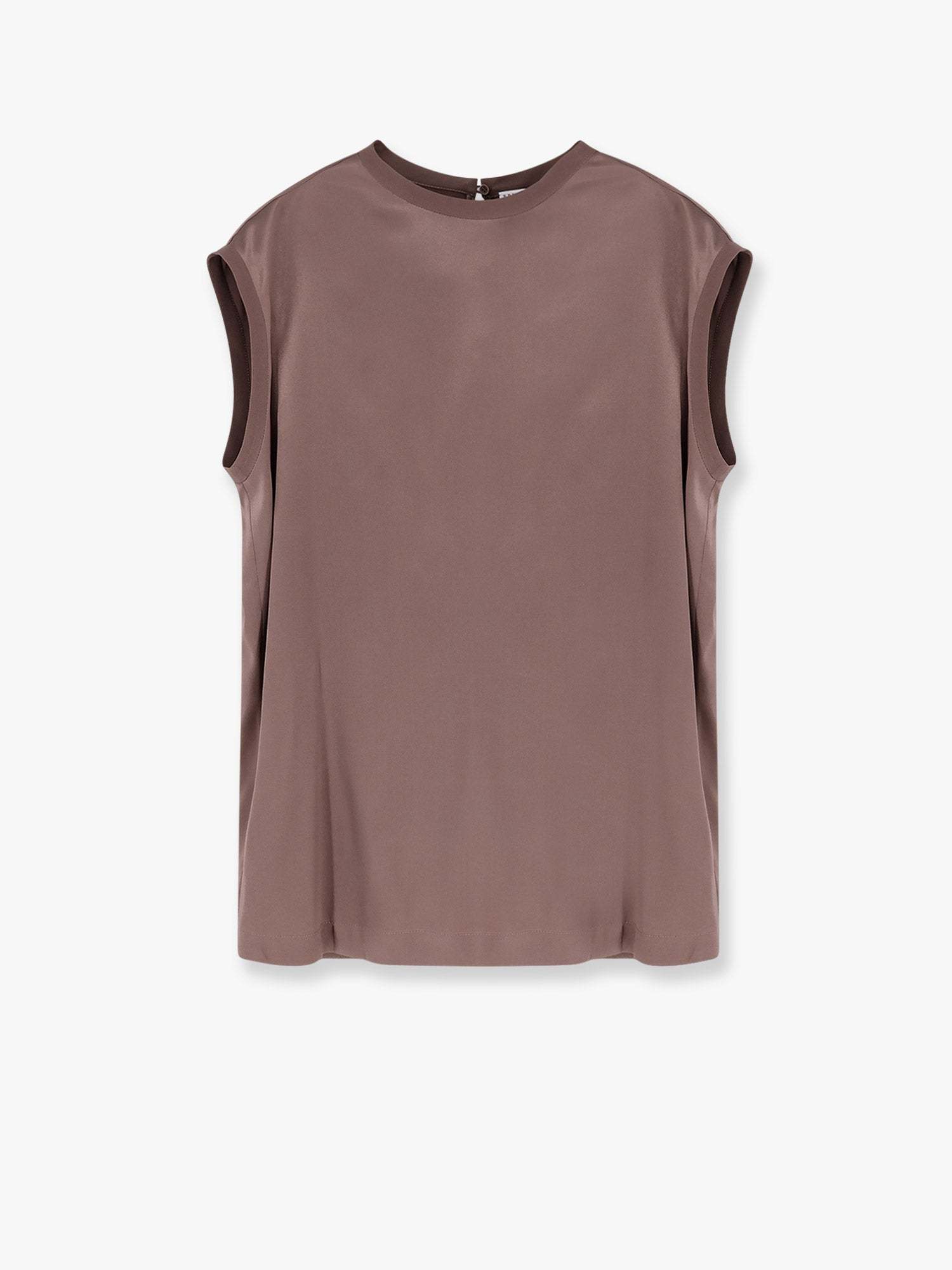 Tシャツ・カットソー BRUNELLO CUCINELLI Stretch silk tp with Monili detail Cacao