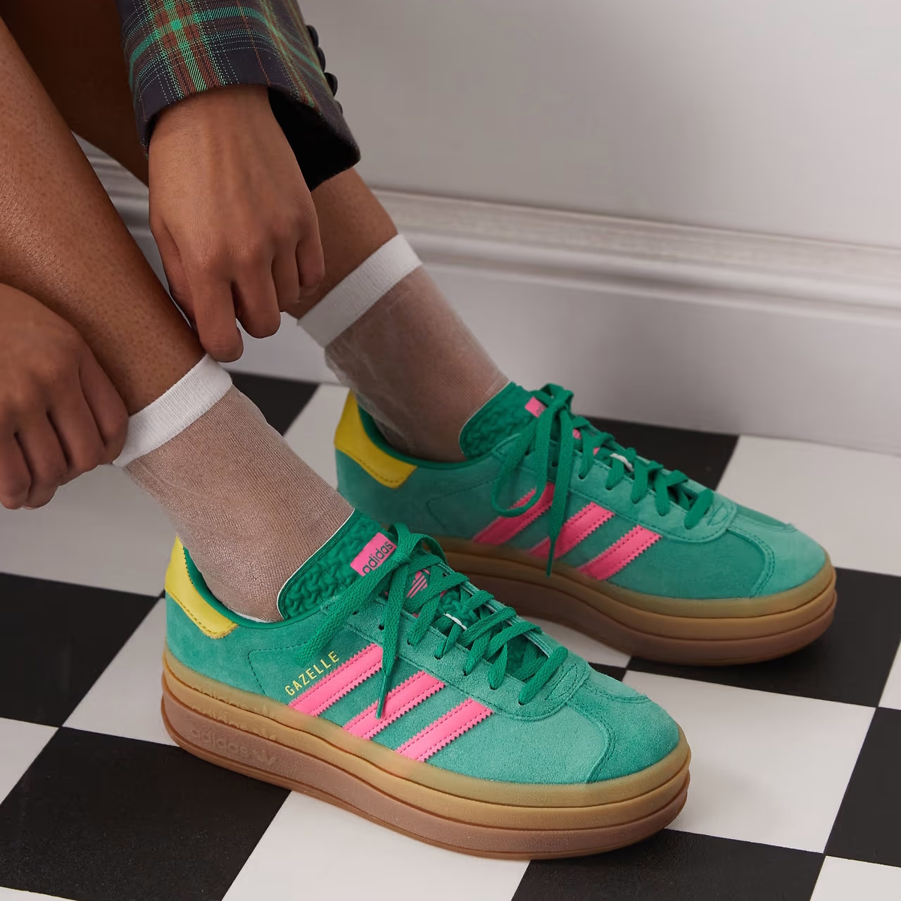 ★adidas originals W★ガゼル ボールド★グリーン/ピンク★