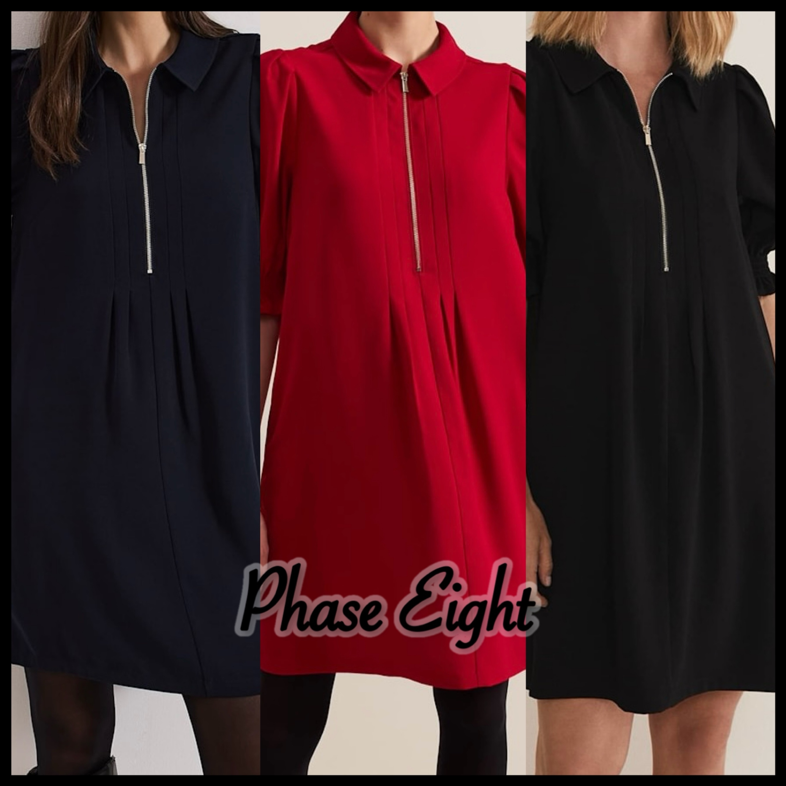 【Phase Eight】Candice ジップ パフ袖 フリル ミニ ワンピース