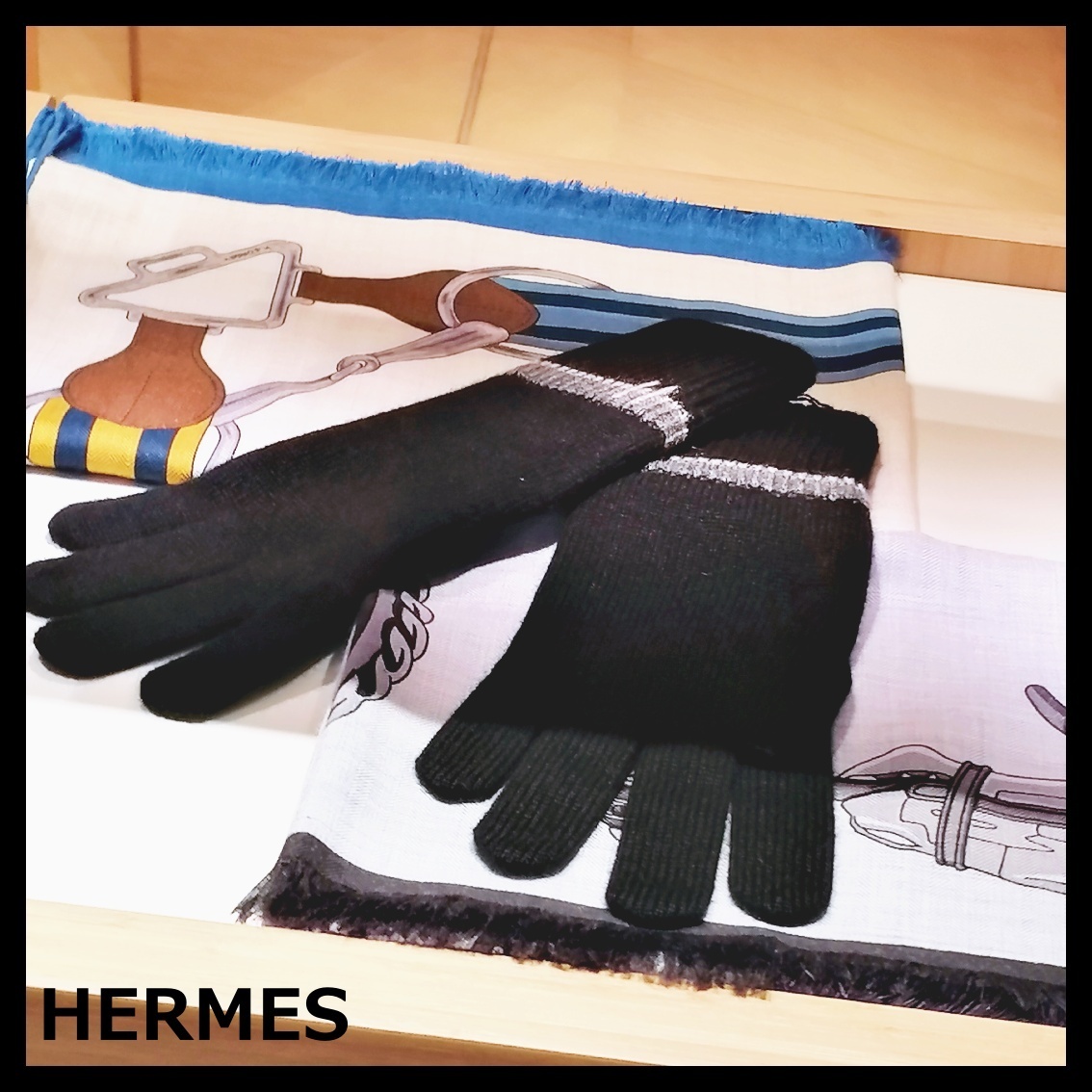 HERMES エルメス 手袋 グローブ ジェイコブ ブラック