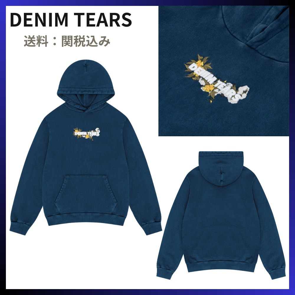 DENIM TEARS 刺繍ロゴパーカー ネイビー