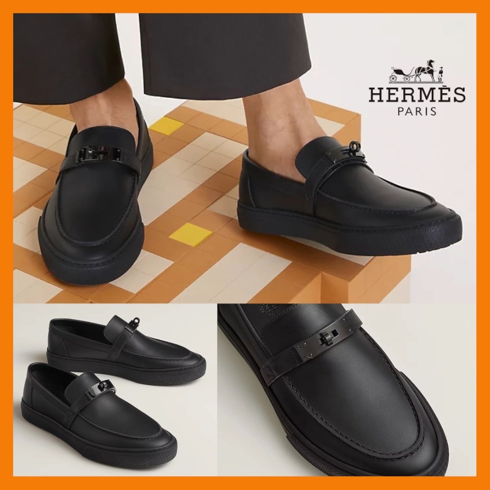 【漆黒の洗練】HERMES ゲームスリッポンスニーカー