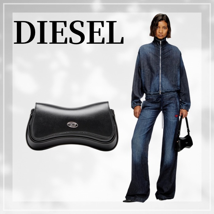 DIESEL ☆ Play-Semi gloss leather shoulder bag ブラック