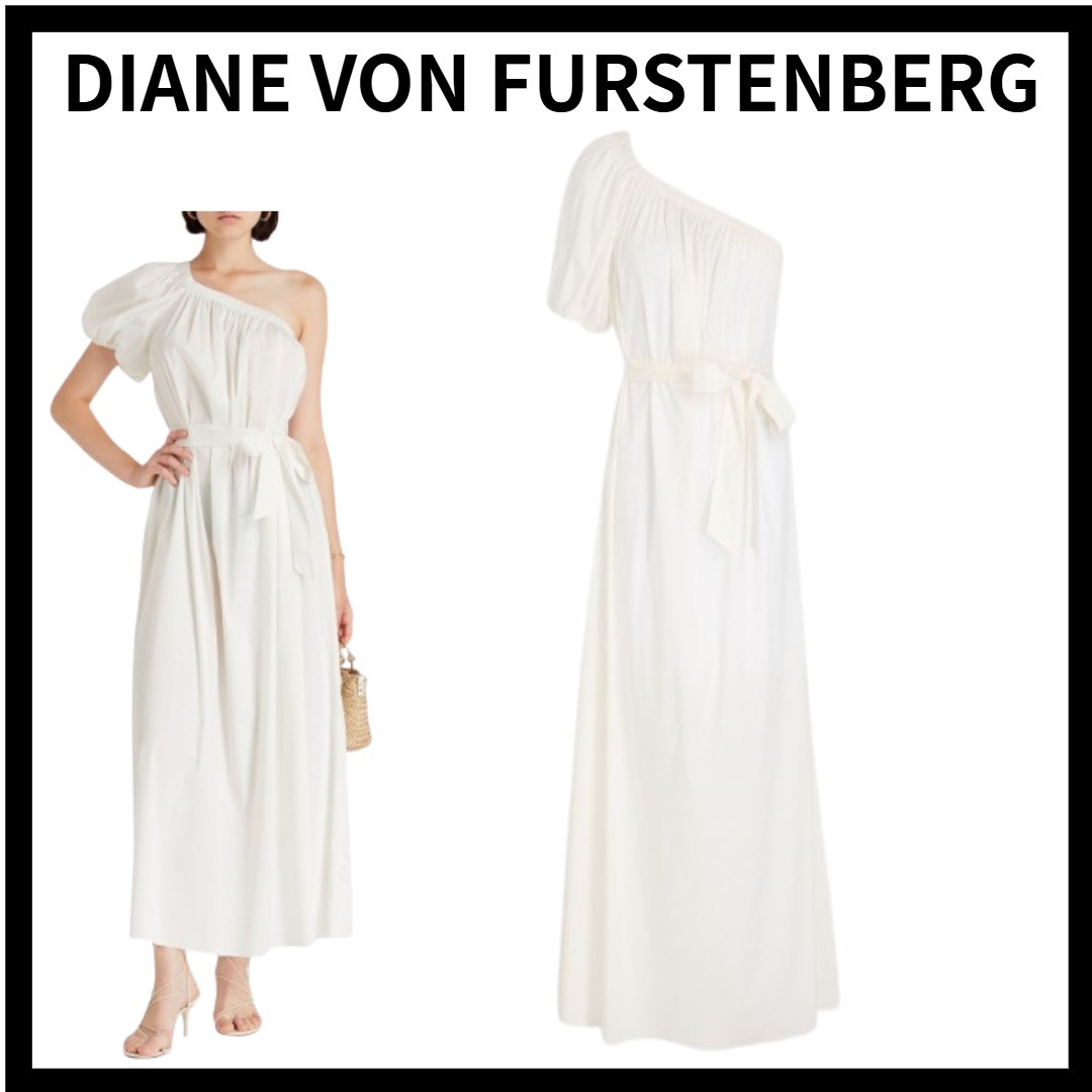 DIANE VON FURSTENBERG ベルト付ワンショルダーマキシワンピース